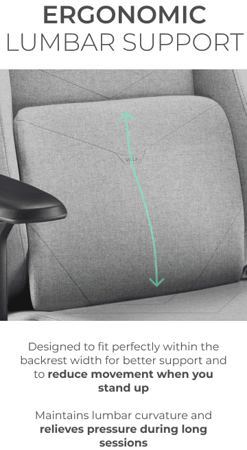 Ergonomic lumbar support that adapts the back and relieves pressure